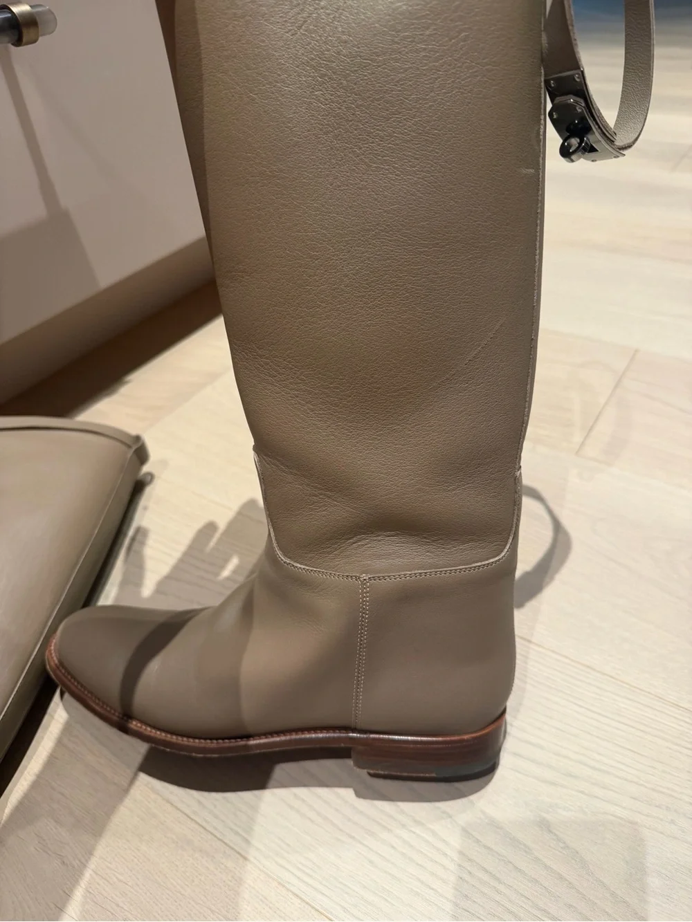 Hermes Etoupe Leather Over-the-Knee Riding Boots